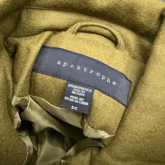 NEW Apostrophe Double-Breasted Olive Green Hooded Military Wool Peacoat - Picture 3 of 8